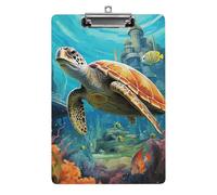 Dolphins Sea Turtle Coral Reef Plastic Clipboard with Storage Office Acrylic Clipboards Low Profile Clip Clear Clip Boards Basics Letter Size Hardboard for Nurses,Teachers