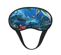Dolphins Sea Turtle Coral Reef Print Blackout Sleep Mask for Women & Men, Zero Eye Pressure Eye Mask for Travel and All - Around Sleep