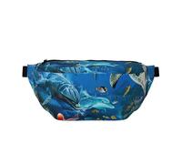 Dolphins Sea Turtle Coral Reef Printed Fanny Pack Waist Bag for Men Women, Adjustable Bumbags Hip Bum Bag Travel Crossbody Bags Sports Running Hiking Belt Bag