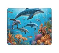 (Dolphins Sea Turtle Octopus Coral Reef) Printed Mousepad 10 x 12 inch, Waterproof Non-Slip Mouse-Pad Rubber Base for Laptop Desktop Mat for Home Office Desk Decor