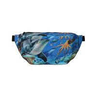 Dolphins Sea Turtle Octopus Printed Fanny Pack Waist Bag for Men Women, Adjustable Bumbags Hip Bum Bag Travel Crossbody Bags Sports Running Hiking Belt Bag