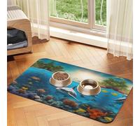 Dolphins Sea Turtle Shark Octopus Coral Print Cat Food Mat Pet Feeding Mat for Floor Pet Supplies Dog Water Bowl Mat Dog Essentials