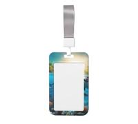 Dolphins Sea Turtle Shark Octopus Coral Print Heavy Duty Badge Holder with Retractable Reel, Id Badge Holder Key Card Work Badge Clip for Nurse Teacher Student Office Women Men