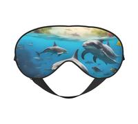 Dolphins Sea Turtle Shark Octopus Coral Print Lightweight Sleep Mask Breathable Light-Blocking Travel Yoga Outdoor Adventures