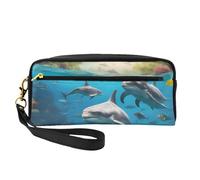 Dolphins Sea Turtle Shark Octopus Coral Print Portable Women Makeup Bag for Cosmetic Pouch Organizer Toiletry Travel Companion