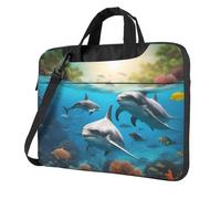 Dolphins Sea Turtle Shark Octopus Coral Print Versatility Portable Laptop Bag Work Travel Business Daily Carry Shoulder Bags