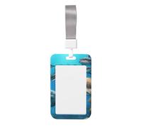 Dolphins Sea Turtle Shark Octopus Coral Reef Print Heavy Duty Badge Holder with Retractable Reel, Id Badge Holder Key Card Work Badge Clip for Nurse Teacher Student Office Women Men