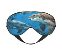 Dolphins Sea Turtle Shark Octopus Coral Reef Print Outdoor Travel Stylish Eye Mask Adjustable Sleep Camping Meditation Relaxation
