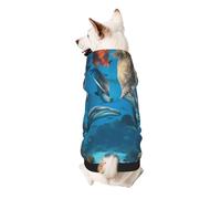 Dolphins Sea Turtle Shark Octopus Coral Reef Print Small Dogs Warm Hoodie, Soft And Breathable Sweatshirt, Easy To Wear Jumper For Winter And Fall, Cold Weather Hooded Coat Pullover