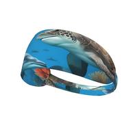 Dolphins Sea Turtle Shark Octopus Coral Reef Print Ultra-Soft Elastic Headband Gifts for Women Men Stretchable Sports Breathable