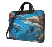 Dolphins Sea Turtle Shark Octopus Coral Reef Print Ultra-Thin Portable Laptop Bag Briefcase Working Business Casual Shoulder Bags