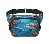 Dolphins Sea Turtle Shark Octopus Coral Reef Unisex Fashion Waist Packs, Stylish Fanny Packs for Workouts, Running, Traveling, and Hiking