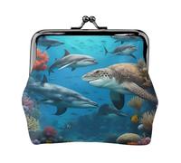 Dolphins Shark Coral Reef Lightweight Wallet Minimalist Wallet For Daily Commute And Travel Adventures, Black, One Size, Art Deco