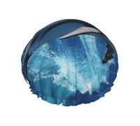 Dolphins Shower Cap for Women Men, Adjustable Reusable Shower Bonnet Double Layer Waterproof Bath Caps, EVA Lining, Elastic Band Hair Cap for All Hair Lengths