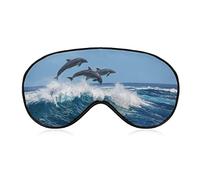Dolphins Skipped Waves Sleep Mask Hawaii Wildlife Scenery Blindfold for Sleeping Elastic Blackout Eye Mask Cover for Full Night's Sleep Travel and Nap