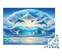 Dolphins Soaring Jigsaw Puzzle 1000 Pieces Recycled Paper for Adults Puzzle for Adults Educational Game Challenge Fun Home Present Great Gift for Kids Age 12 Years Up 38x26cm/1000pcs