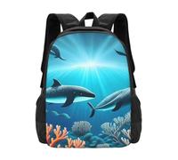 Dolphins Sun Joy Backpack Unisex 15.6 Inch Laptop Black Oxford Daypack