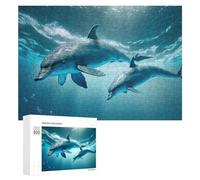 Dolphins Swimming in Blue Ocean - Jigsaw Puzzle for Adults, 300 PCS, Screen-Free Activity - for Quiet Evenings And Focused Play