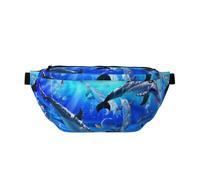 Dolphins Swimming in Ocean Sling Bag Waist Pack Adjustable Belt Waistpacks for Outdoors Workout Hiking Gifts for Men Women