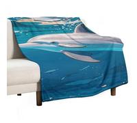 Dolphins Swimming in The Ocean Blanket, Soft Flannel Fleece Blankets Quick-Dry, Lightweight Throw Blanket for Couch, Bed, Office & Travel, Ideal Gift for Family & Friends, 30"x50"