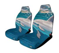 Dolphins Swimming in The Ocean Car Seat Covers Universal, 2PCS Carseat Protector - Stretchable Fabric, Anti-Slip Elastic Car Seat Protector for Cars, SUV, Trucks