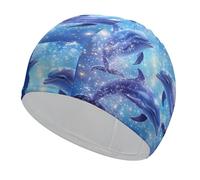 Dolphins Swimming Shine Classic Swim Cap High Elasticity Soft Bathing Caps Lightweight Swimming Hat for Men Women