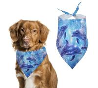 Dolphins Swimming Shine Pet Triangle Adjustable Bandana Comfortable Bibs Puppy Scarfs Washable Kerchief for Small Medium Pets