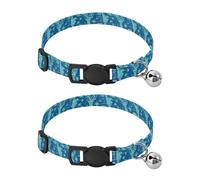 Dolphins Tropical Fish Blue Dog Bell Collar 2 Pack Cats Collar Adjustable Length 10.6" to 17.1"