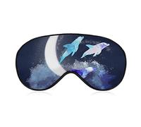 Dolphins Under The Moon Sleep Mask Fantastic Dolphin Blindfold for Sleeping Elastic Blackout Eye Mask Cover for Full Night's Sleep Travel and Nap