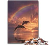 Dolphins Under The Rainbow Puzzles for Adults 1000 Pieces,Staycation Kill Time Every Piece Is Unique - Challenging Family Fun Game (38x52cm)