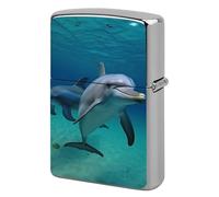 Dolphins Underwater Lighter Case Pouch Double-Sided Metal Lighter Sleeve Scratch & Drop Resistant Lighters Protector Fits Standard Kerosene Lighters Pocket Protective Cover for Camping Party