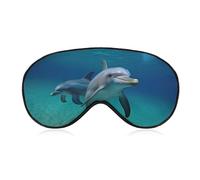 Dolphins Underwater Sleep Mask Light Blocking Eye Cover Polyester Eye Mask with Elastic Strap Blindfold for Side Sleeper Sleeping Masks Face Hugging for Women Men Travel