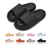 dolphinslides Cloud Slippers Women Men，Non-Slip Mens Womens Slippers Cloud Sliders,Soft Flip Flops with Thick Sole for Shower Black-3637