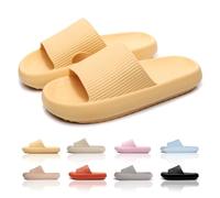 dolphinslides Cloud Slippers Women Men，Non-Slip Mens Womens Slippers Cloud Sliders,Soft Flip Flops with Thick Sole for Shower Yellow-4243