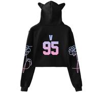 Dolpind Bangtan boys Suga V Jungkook Jimin Rap Jhope Jin Hoodie Sweater Love Yourself Cat Ear Pullover, Black V, Medium