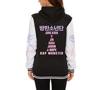 Dolpind Bangtan Boys V Jimin SUGA Jungkook Jin Rap Jhope Varsity Baseball Jacket Love Yourself Hoodie Sweater, Black 01, Medium