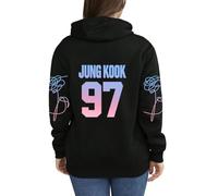 Dolpind Kpop Jungkook Suga Jimin V Rap Jhope Jin Hoodie Sweatshirts Love Yourself Hoodies Sweater Merch Merchandise, Black 01 Jung Kook, Medium