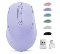 Dolrso Bluetooth Mouse,Rechargeable Wireless for Laptop/iPad/MacBook Pro/Air, Silent Mouse Portable Slim for Surface Pro/PC/Lenovo/Samsung Tablet (Purple)