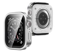 Dolstrap 2 in 1 Case Compatible with Apple Watch Series 6/5/4 SE3/2/1 44mm with Screen Protector, Straight Edge Thin Metal Bumper + Back Frame Cover for iWatch 44mm (Silver)