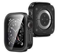 Dolstrap 2 in 1 Case Compatible with Apple Watch Series 6/5/4 SE3/2/1 44mm with Screen Protector, Straight Edge Thin Metal Bumper + Back Frame Cover for iWatch 44mm (Black)