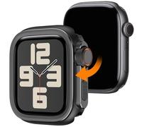 Dolstrap 2 in 1 Rugged Metal Case Compatible with Apple Watch Series 6 5 4 SE3/2/1 44mm, Turn 44mm into Ultra 3/2/1 Seamlessly Bumper Protector Case with Watch Crown + Back Cover for iwatch, Black