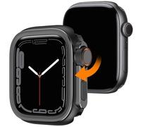Dolstrap 2 in 1 Rugged Metal Case Compatible with Apple Watch Series 9 8 7 45mm, Turn 45mm into Ultra 3/2/1 Seamlessly Bumper Protector Case with Watch Crown + Back Cover for iwatch, Black