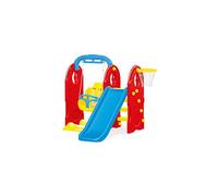 Dolu 4 in 1 Playground Indoor & Outdoor Red Blue and Yellow Frame with Basketball, Slide and Swing for Kids (H124 x L156 x W123cm)