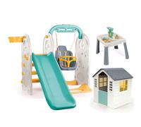 Dolu 4-in-1 Playground, Outdoor Playhouse & Sand & Water Table 3 Piece Bundle - Green (2-8years)