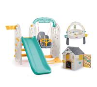 Dolu 4-in-1 Playground, Outdoor Playhouse with Fence & Deluxe Sand & Water Table 3 Piece Bundle - Green