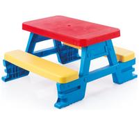 Dolu Kids Picnic Table Set - 4-Seat Table with 2 Benches, Durable Waterproof Plastic, Indoor/Outdoor Use