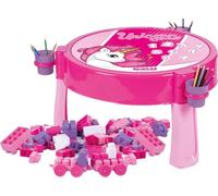 DOLU Bright Activity Table with 100 JumBlocks For Children From 2 Years Toddler Play Table Building Blocks Kids Table Toddler Activity Table Kids Table With Storage Child Activity Table (Cranberry)