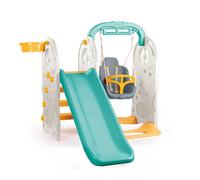 "DOLU 4-In-1 Kids Garden Playground Set, Indoor & Outdoor Playground Climbing Frame, Swing and Slide Set, Colorful Children Playset"