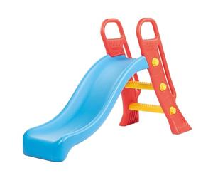 """DOLU Junior Slide for Kids ? 4ft Outdoor Play Slide with Steps ? Plastic Garden Slide for Toddlers Ages 2+, Colourful Design in Blue, Red & Yellow ? Lightweight & Durable"""