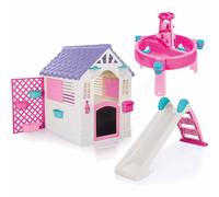 Dolu Playhouse with Playing Fence, Water Slide & 3-in-1 Water & Sand Activity Table - Pink